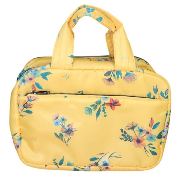 NEW Lug Flatbed Deluxe Cosmetic Make-up Case Yellow Bouquet Flower NWOT - Picture 4 of 7